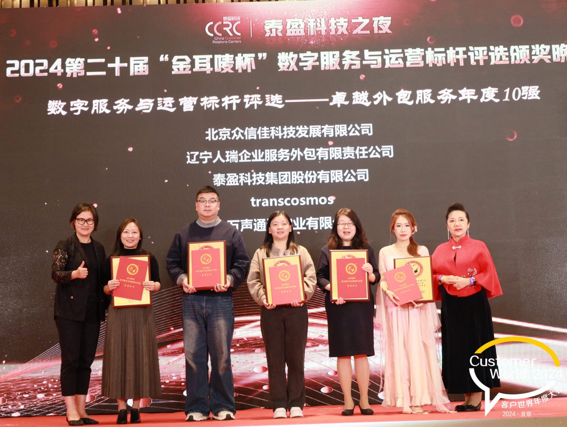 泰盈科技集团股份有限公司荣获2024“金耳唛杯”数字服务与运营标杆评选——卓越外包服务年度10强